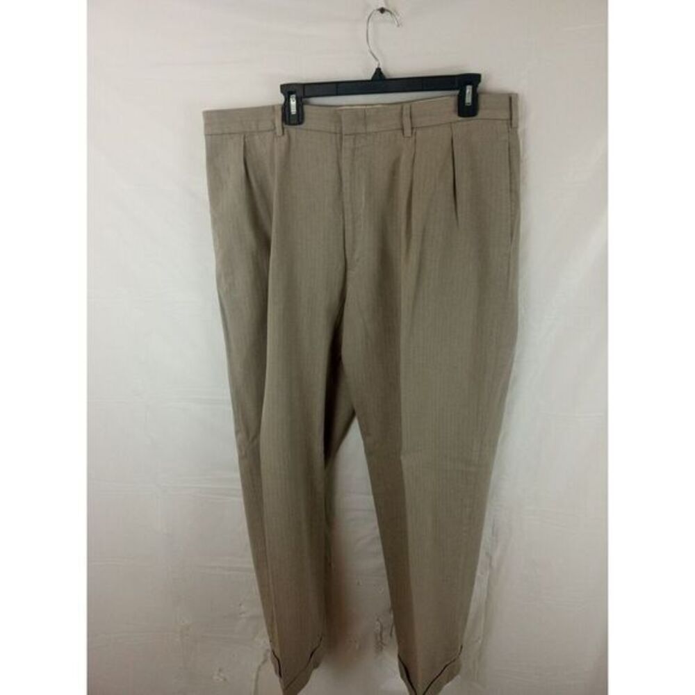 Vintage Men's Polo By Ralph Lauren 100% Cotton Size 40 X 30 Khaki Pleaded Slacks